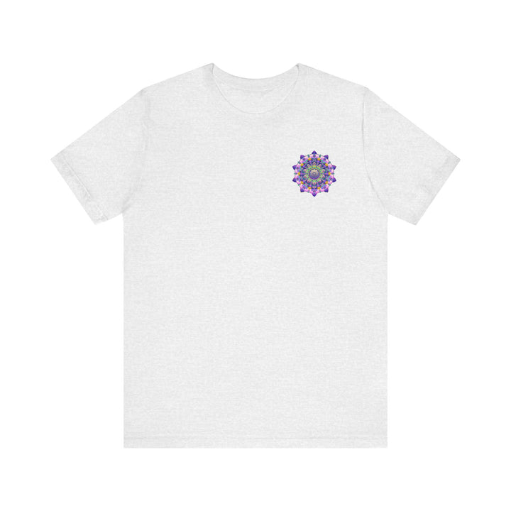 A colorful mandala design on a t-shirt representing spiritual peace and harmony