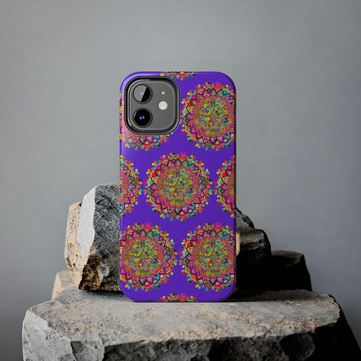 Hand drawn intricate purple mandala design phone case for iPhone X and XS