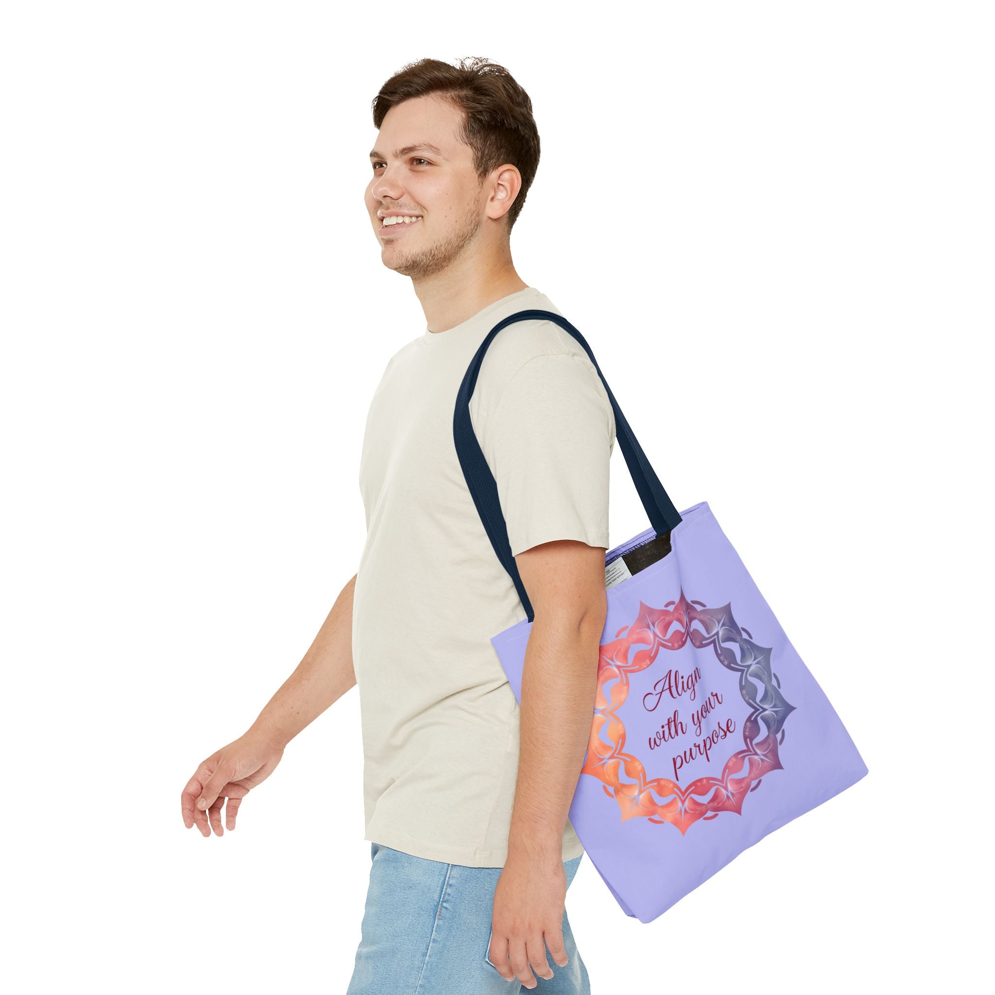 Vibrant orange and purple Mandala Tote Bag, perfect for everyday use