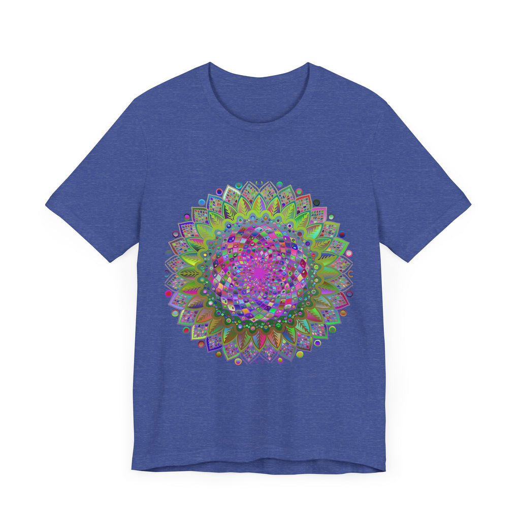 Vibrant Mandala Tee with Colorful Geometric Art, perfect for adding a pop of color to your wardrobe