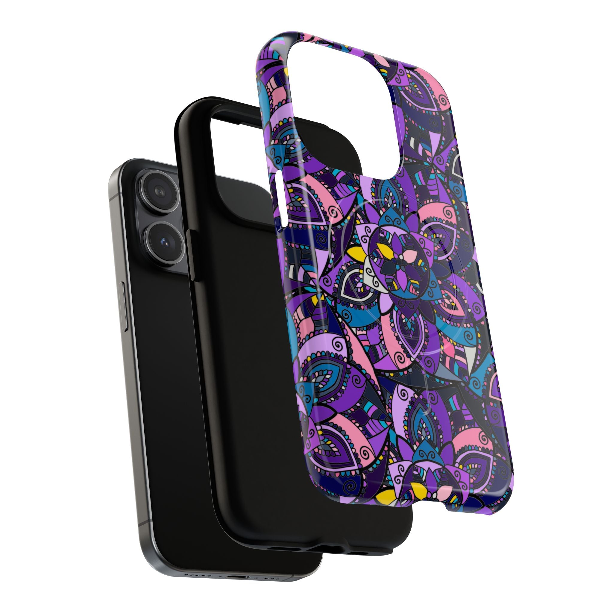 Magnetic Phone Case — Purple Mandala Floral Tough Case