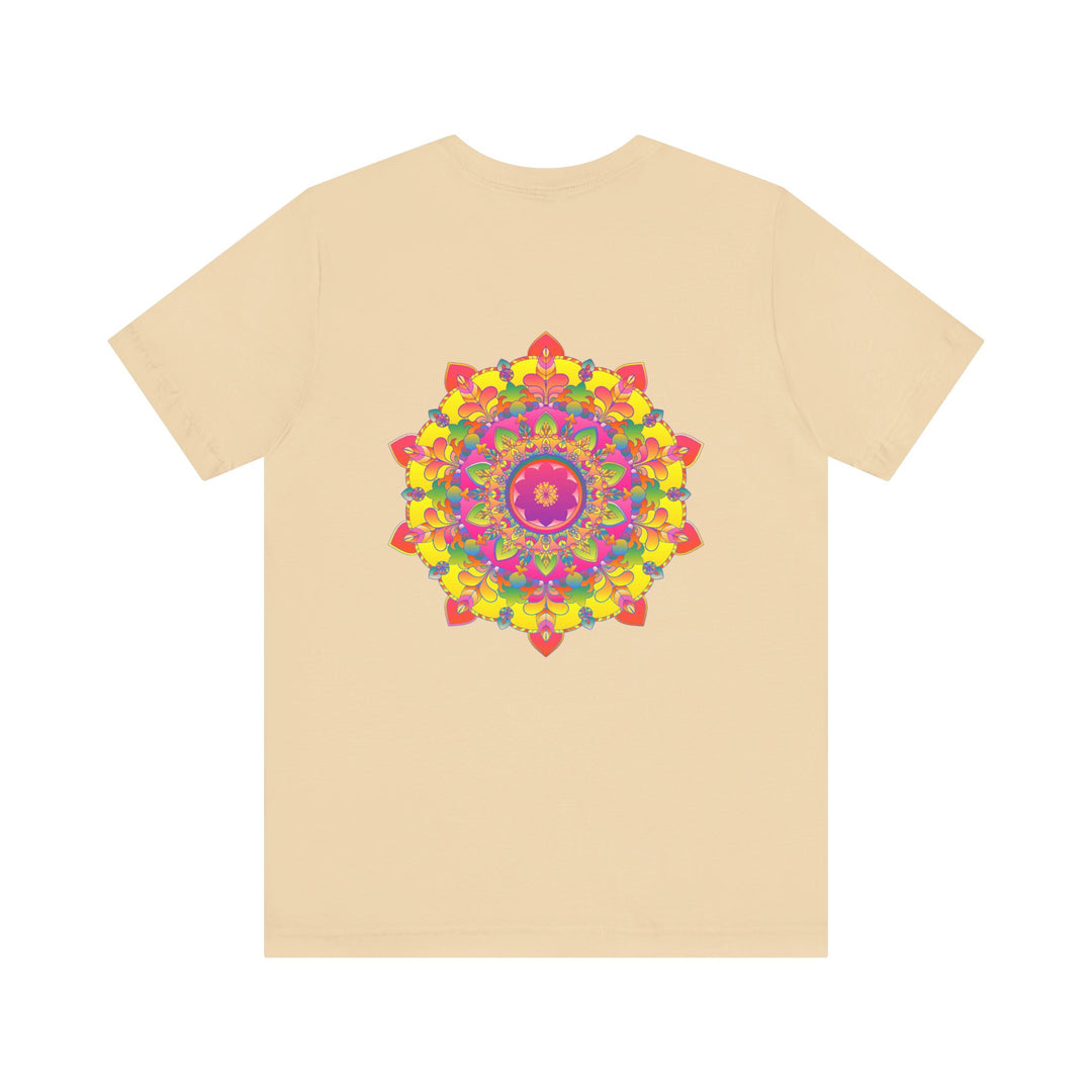 Vibrant Mandala Tee with intricate spiritual design promoting peace and harmony