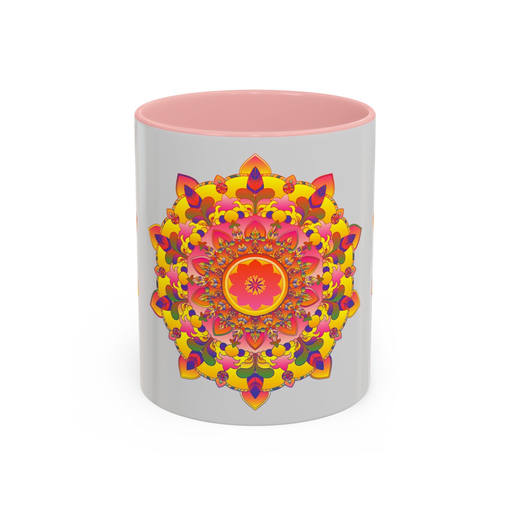 Colorful and intricate mandala art mug, perfect for sipping your favorite beverages in style