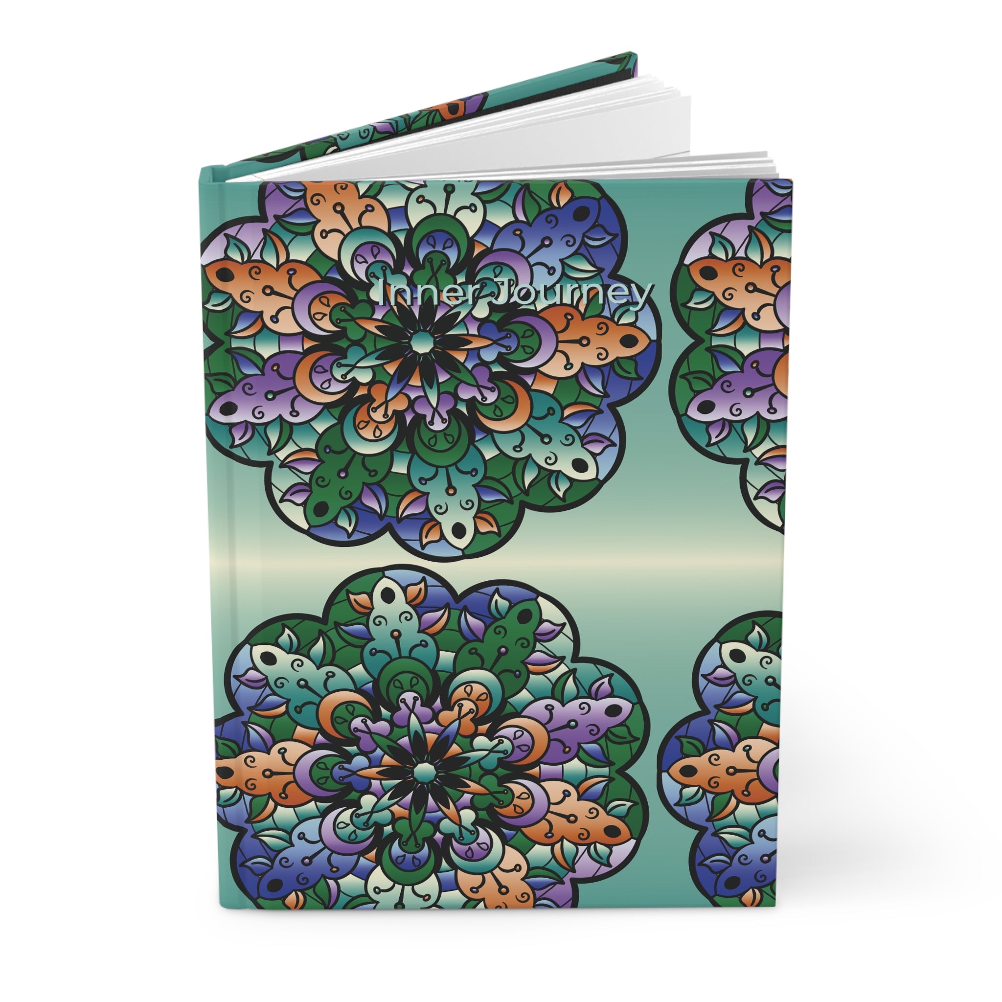 Floral Mandala Hardcover Journal — Matte Teal Patterned Notebook for Writing & Gift