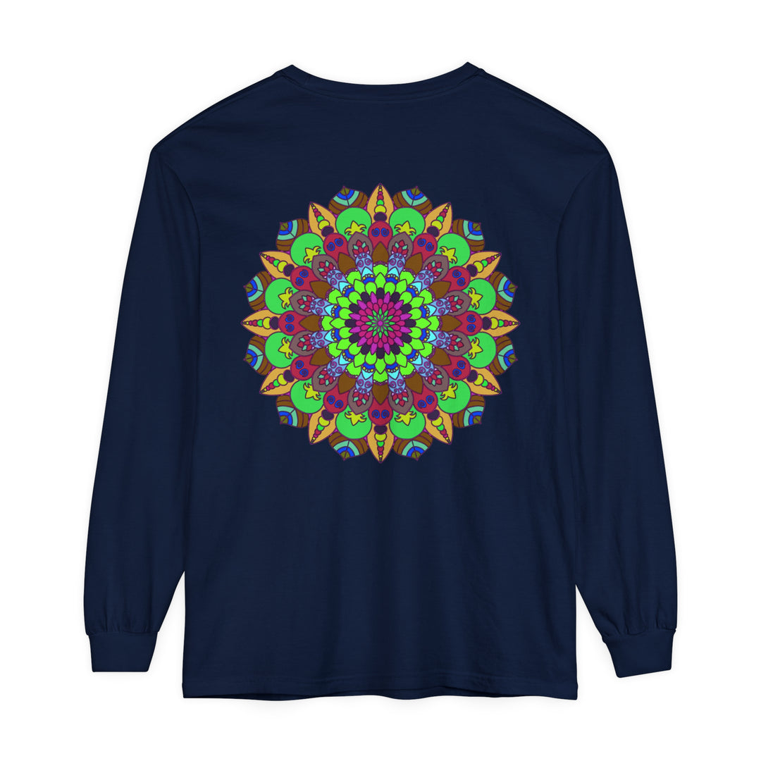 Vibrant and intricate mandala design on a comfortable unisex long sleeve t-shirt