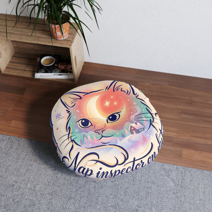 Nap Inspector Cat Round Floor Pillow
