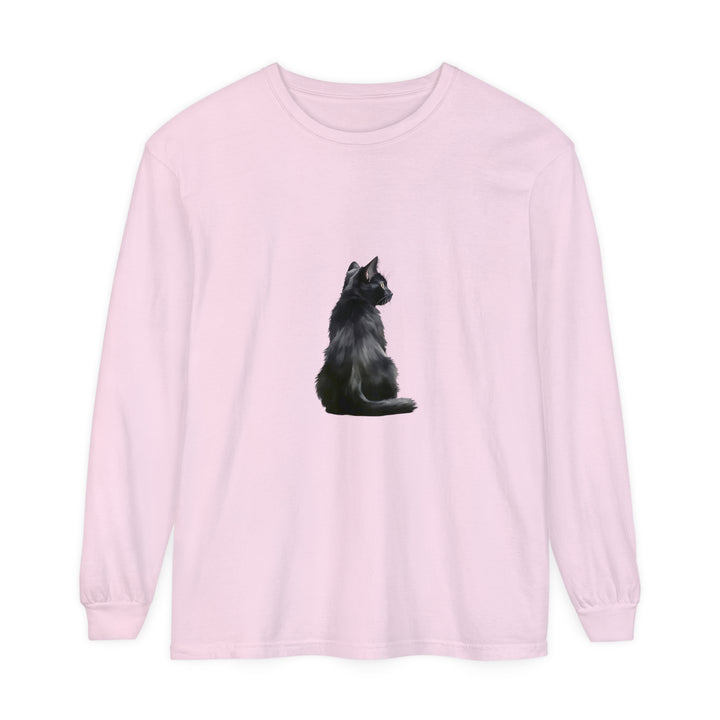 Black Cat Mystique Long Sleeve T-Shirt in black with intricate cat design