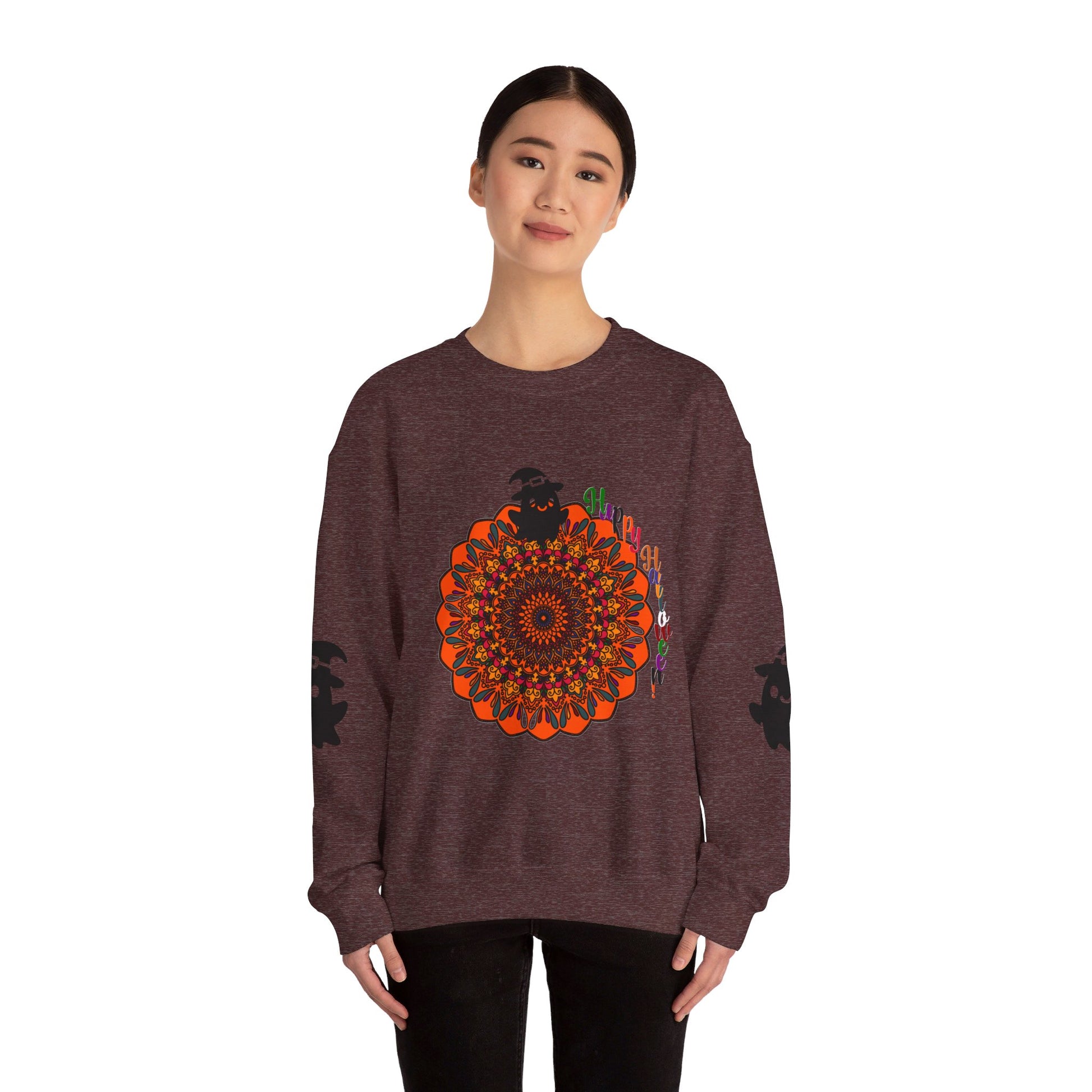 A cozy Unisex Heavy Blend Crewneck Sweatshirt featuring adorable ghosts for Halloween