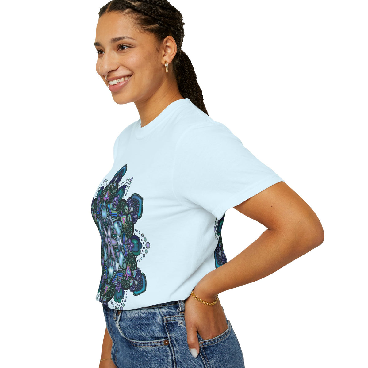 Blue Ocean Glitter Mandala T-shirt & Tote Bag Bundle
