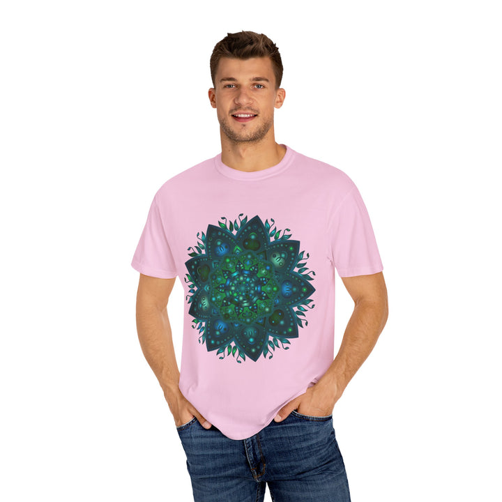 Colorful and detailed hand-drawn mandala design on unisex t-shirt