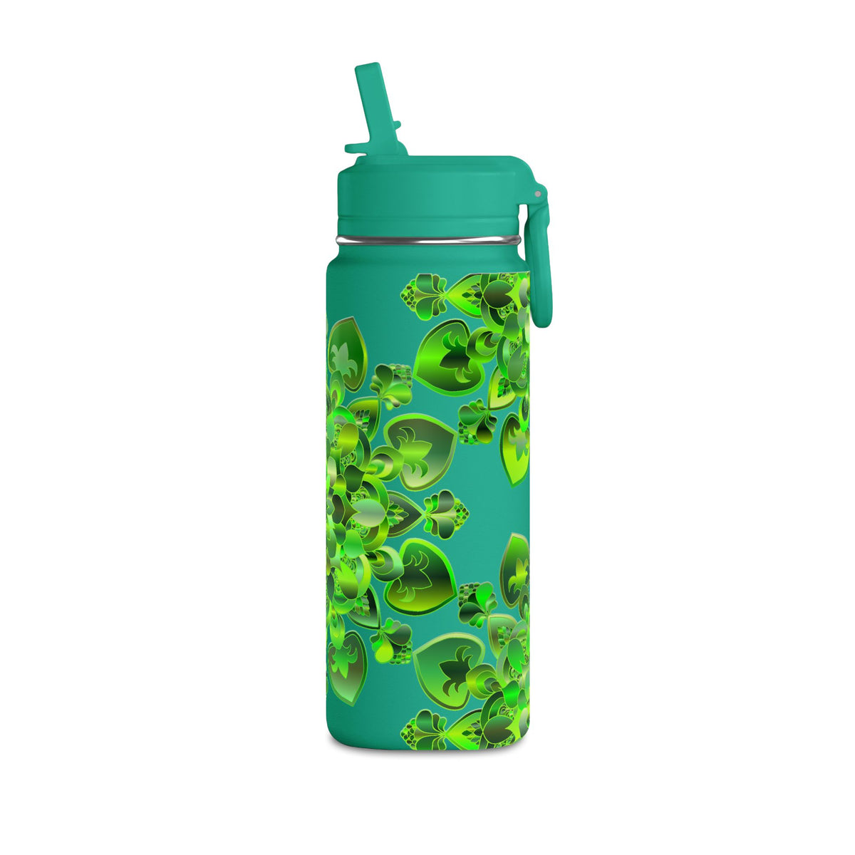 20oz Mini Water Bottle — Green Clover Kaleidoscope St. Patrick’s Day Bottle