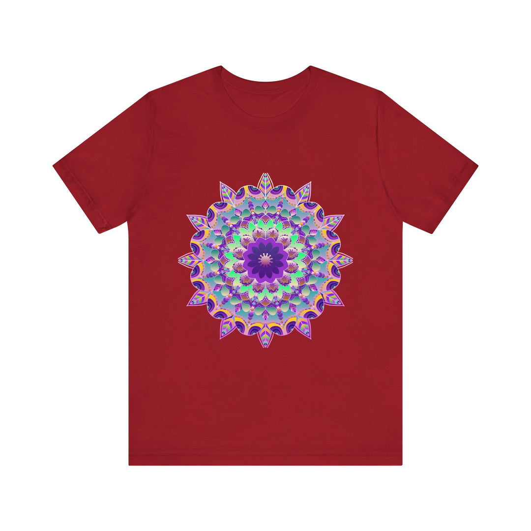 Vibrant purple mandala design t-shirt with psychedelic patterns and intricate details