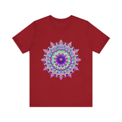 Vibrant purple mandala design t-shirt with psychedelic patterns and intricate details
