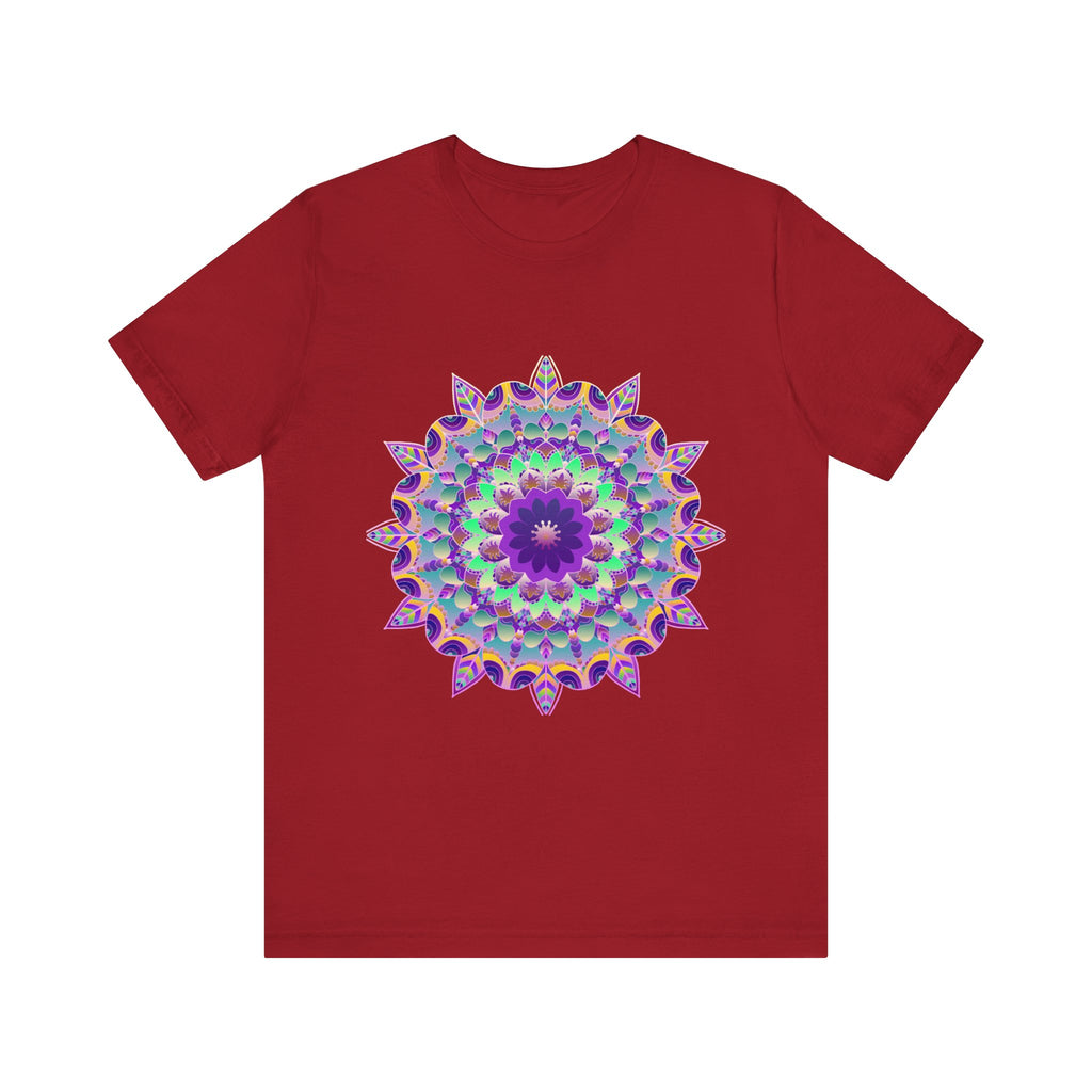 Vibrant purple mandala design t-shirt with psychedelic patterns and intricate details