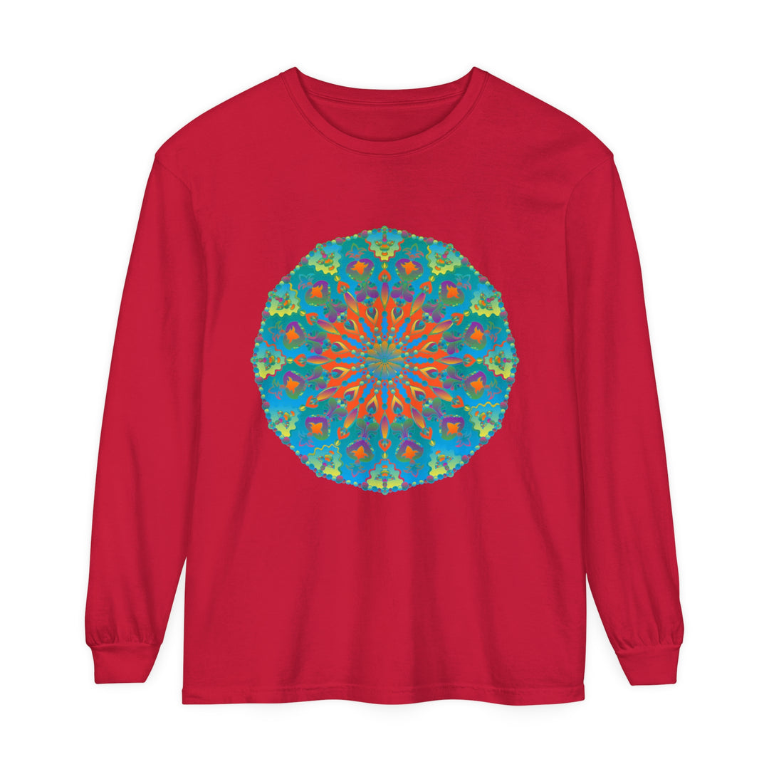 Colorful and eye-catching rainbow mandala long sleeve t-shirt