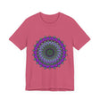 Beautiful purple and green mandala tee with intricate design and detailed patterns