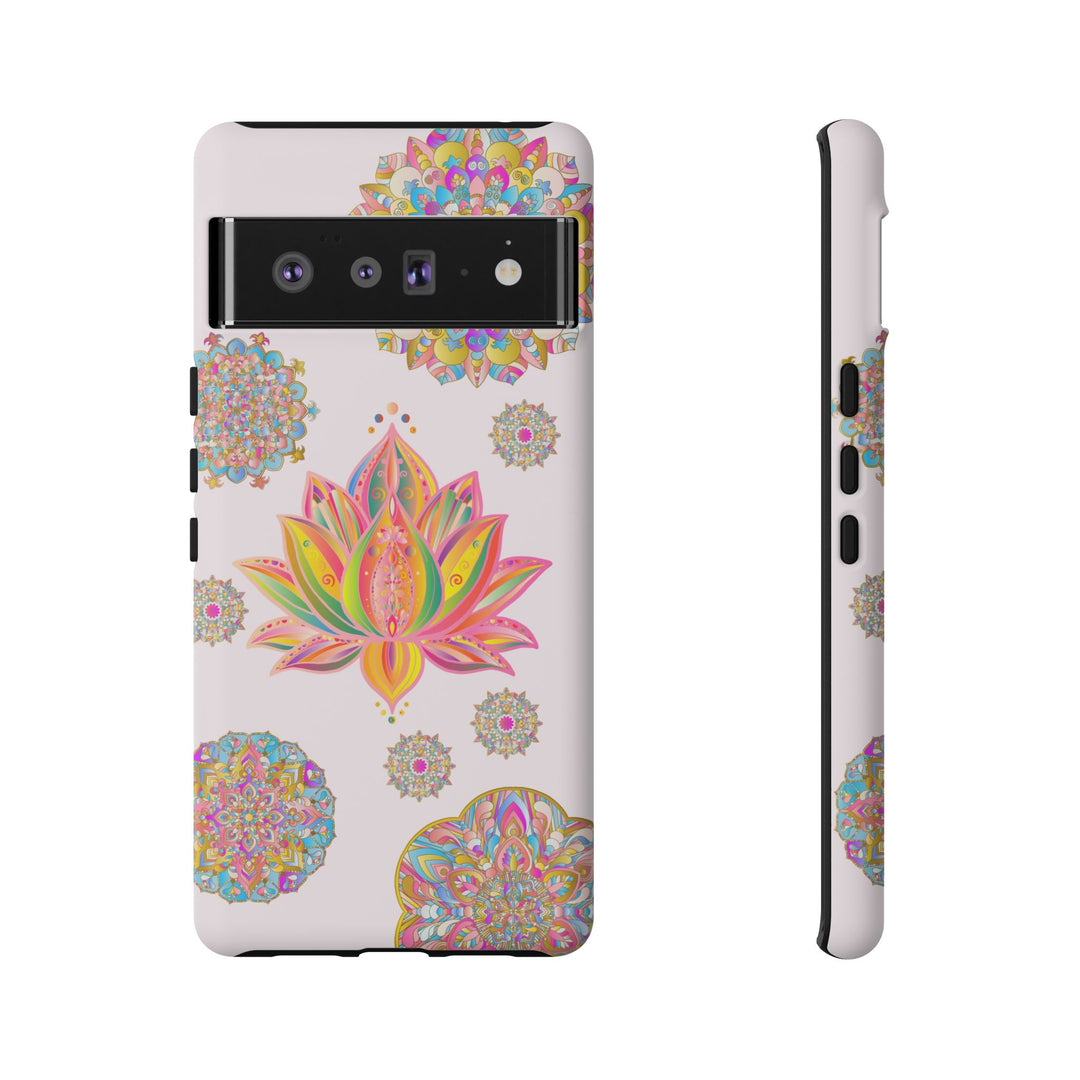 Light pink lotus flower mandala design phone case for stylish protection