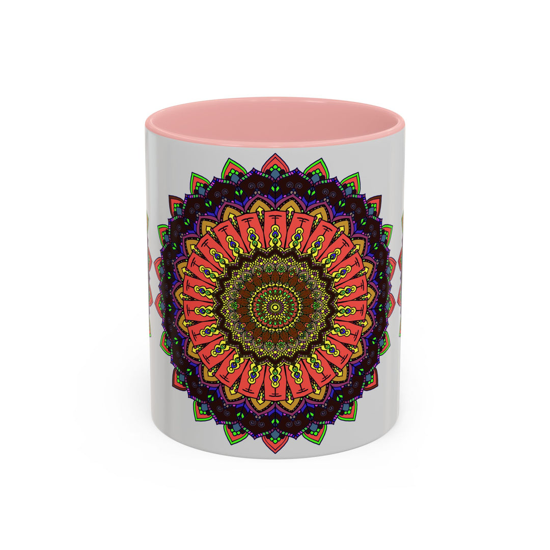 Beautiful mandala art mug featuring vibrant colors and spiritual design