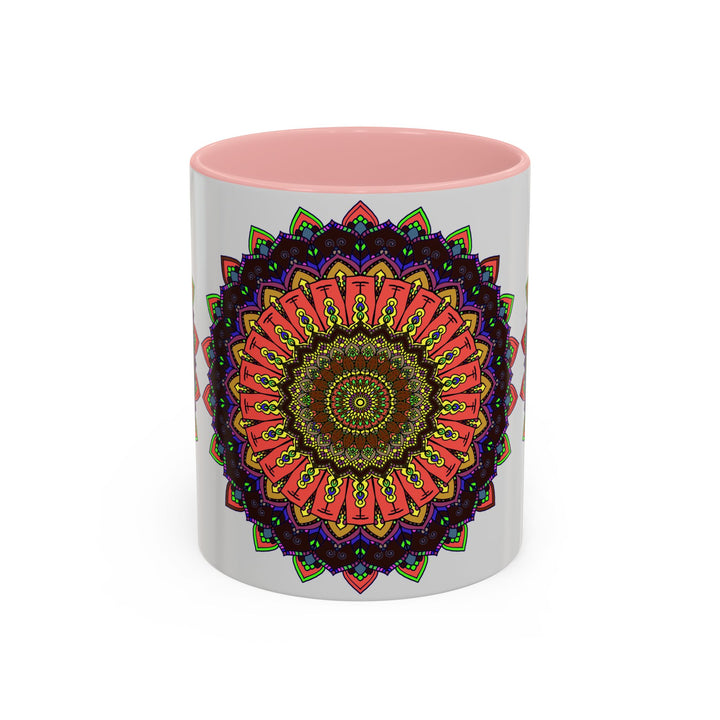 Beautiful mandala art mug featuring vibrant colors and spiritual design