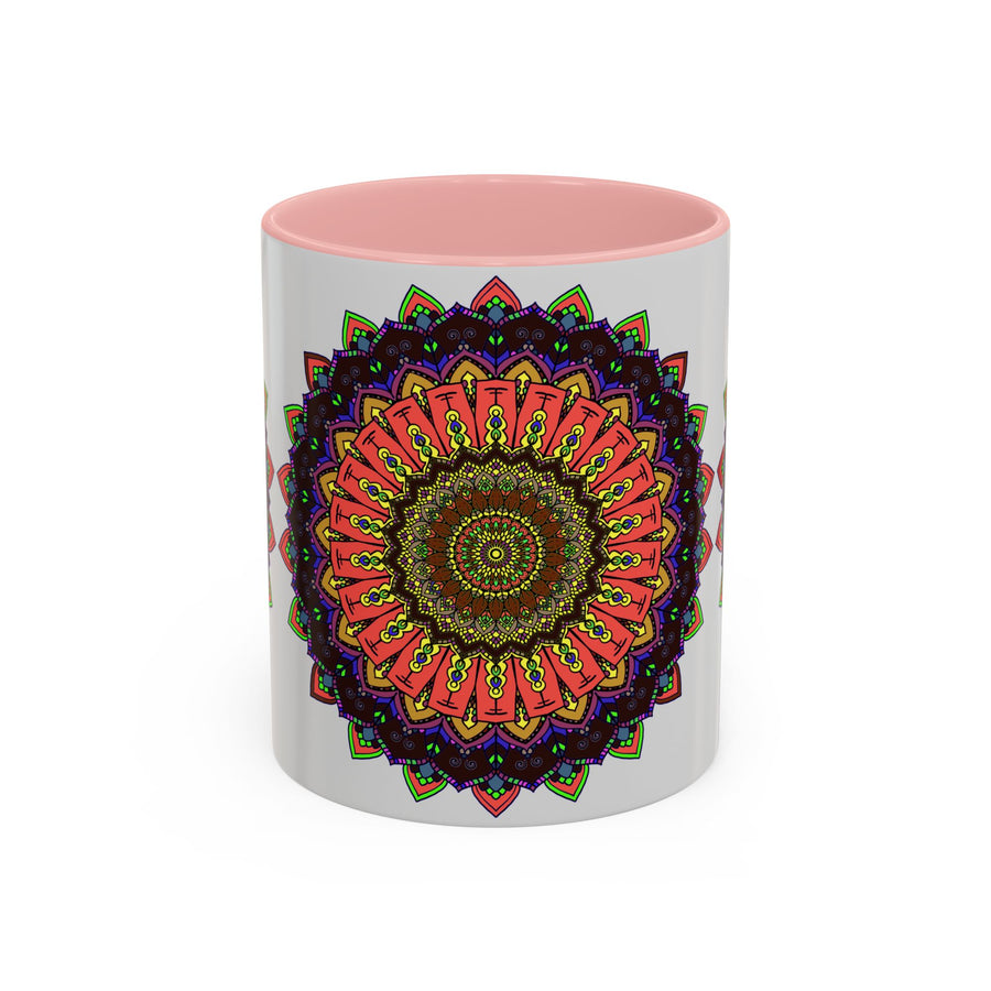 Beautiful mandala art mug featuring vibrant colors and spiritual design