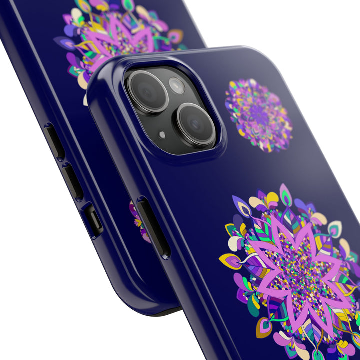 Beautiful hand drawn purple mandala art phone case, durable and shock absorbent