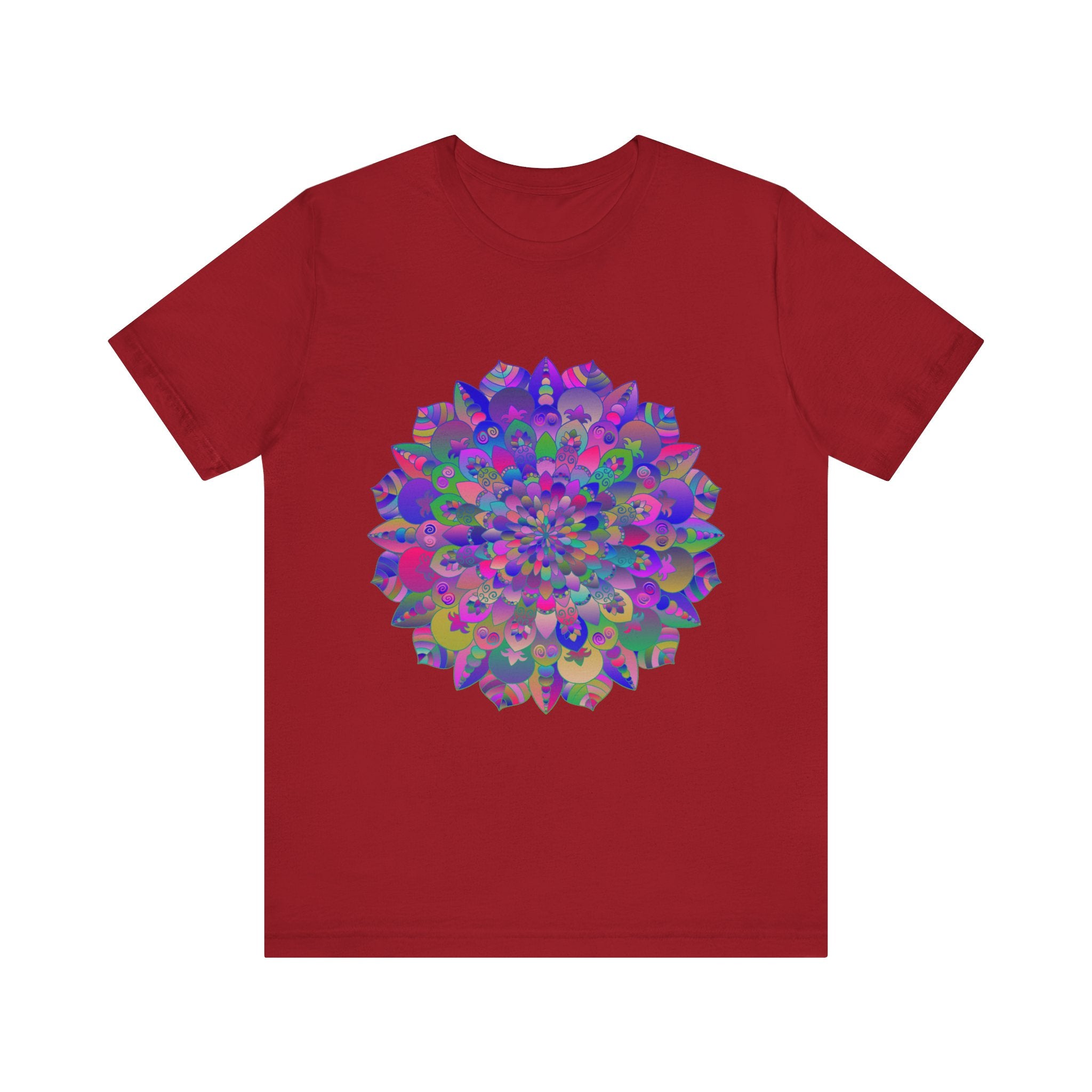 A colorful, intricately designed Vibrant Mandala T-Shirt featuring spiritual art