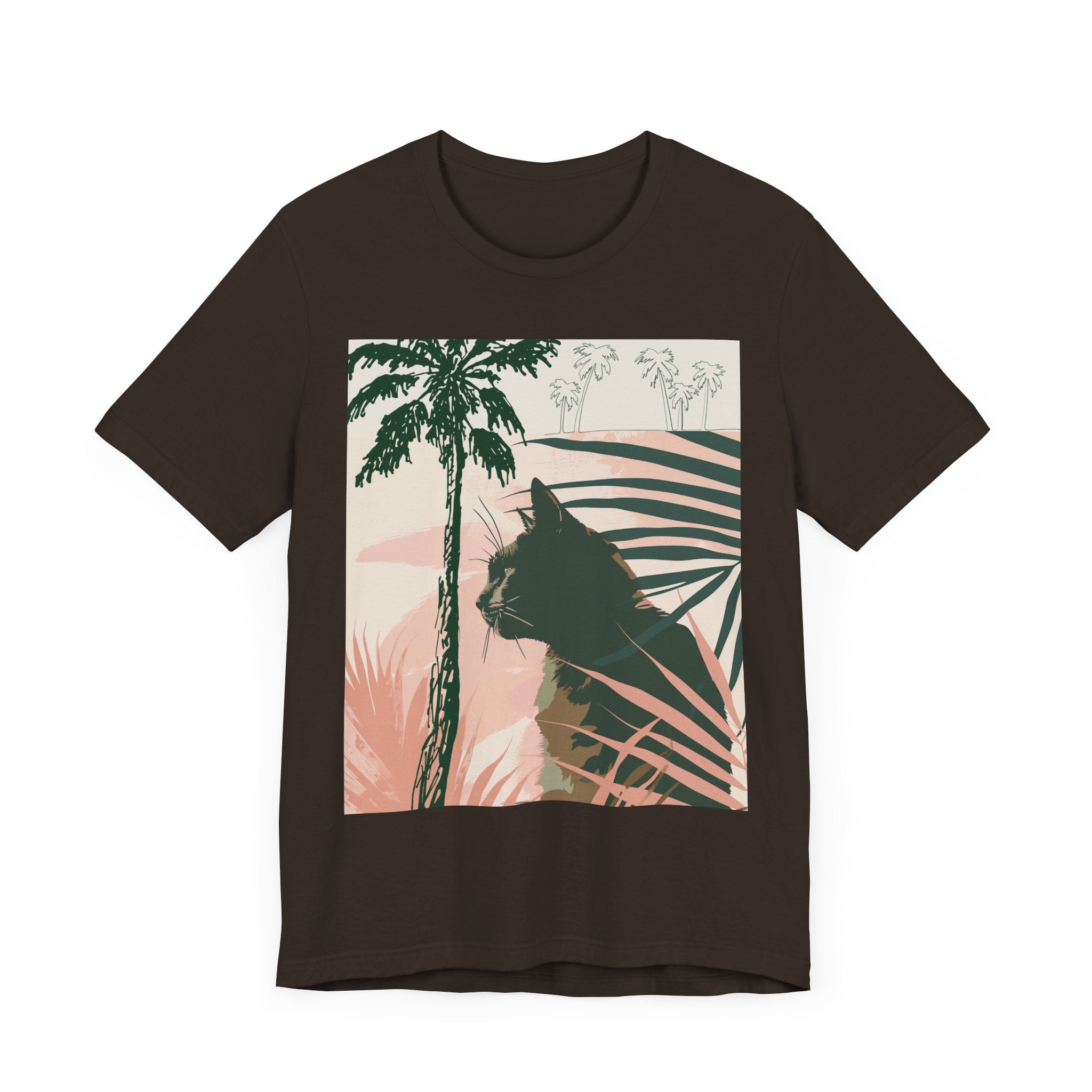 Black Cat Jungle Tee, a stylish and comfortable t-shirt featuring a vibrant jungle-inspired print with a sleek black cat design