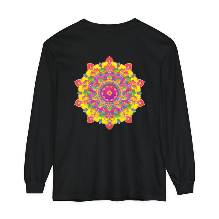 Colorful mandala design long sleeve t-shirt for vibrant and stylish look