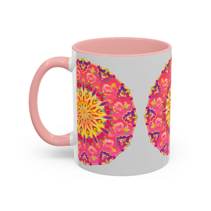 Exquisite hand-painted mandala design on a white mug