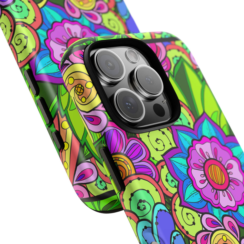 Floral Fantasy iPhone and Google Pixel Case in Bright Green Palette