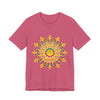 A stunning and vibrant mandala t-shirt featuring colorful spiritual art design