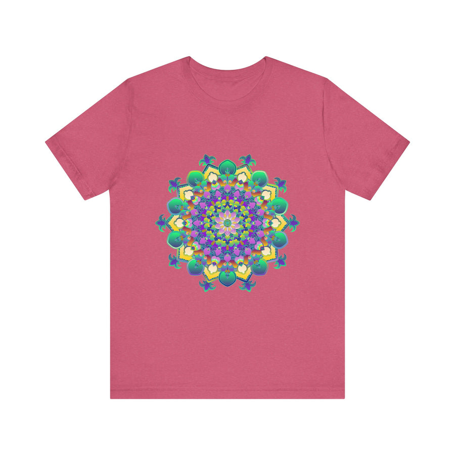Vibrant and intricate mandala design on a meditation tee promoting peace and tranquility for mindfulness practice and relaxation