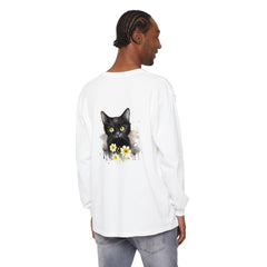 Black Cat Watercolor Floral Unisex T-Shirt featuring a beautiful hand-painted design