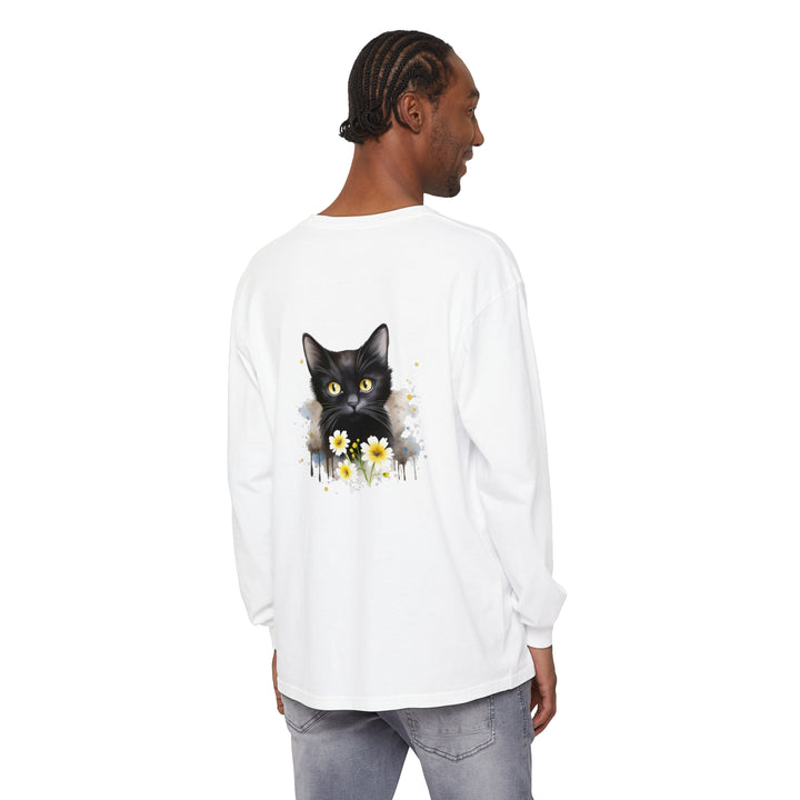 Black Cat Watercolor Floral Unisex T-Shirt featuring a beautiful hand-painted design