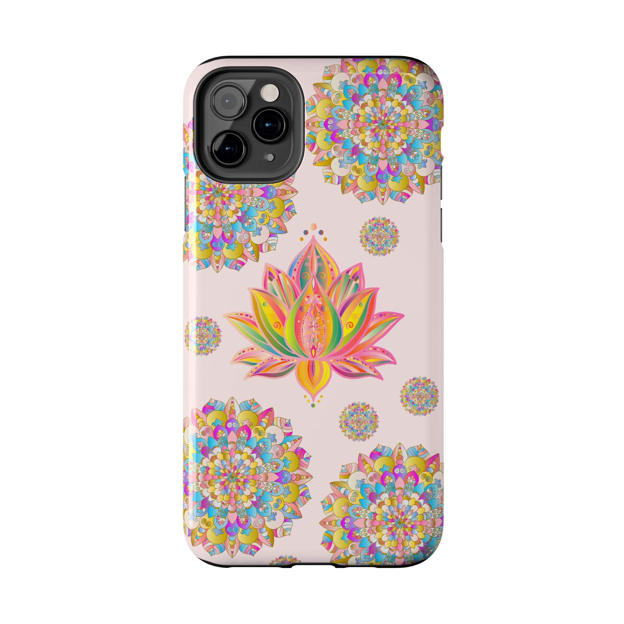 Beautiful light pink lotus flower mandala design phone case for protection and style