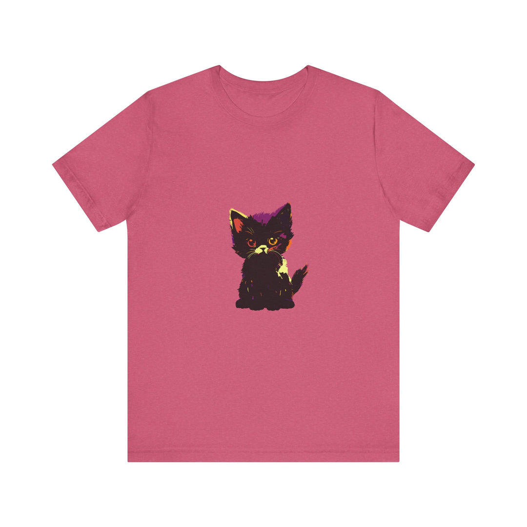 Neon Black Cat Mystery T-Shirt featuring a vibrant design of a mysterious feline on a black background, perfect for cat lovers and fans of unique fashion