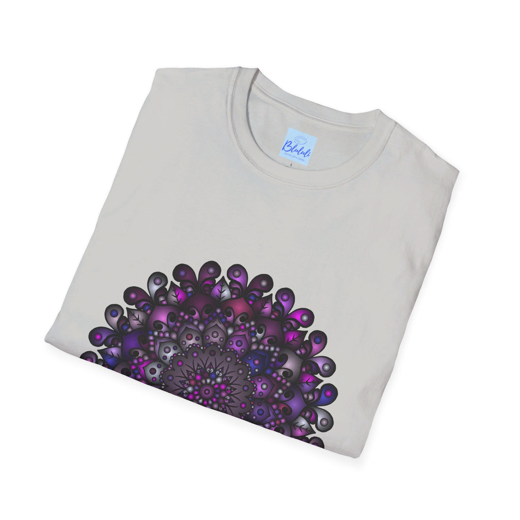 Handmade Mandala Art Softstyle T-Shirt in a calming pastel color palette