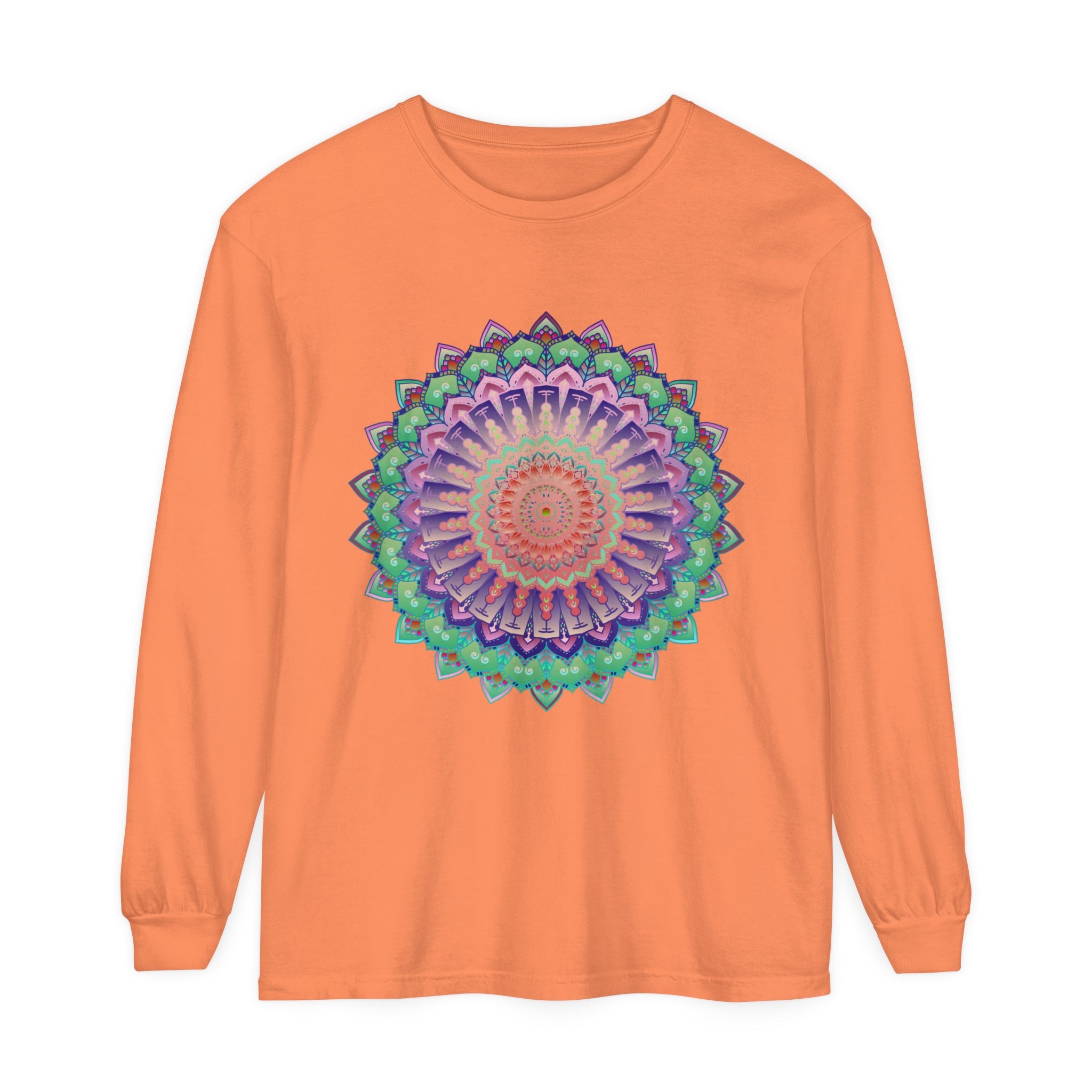 Colorful and intricate mandala design long sleeve t-shirt for all genders