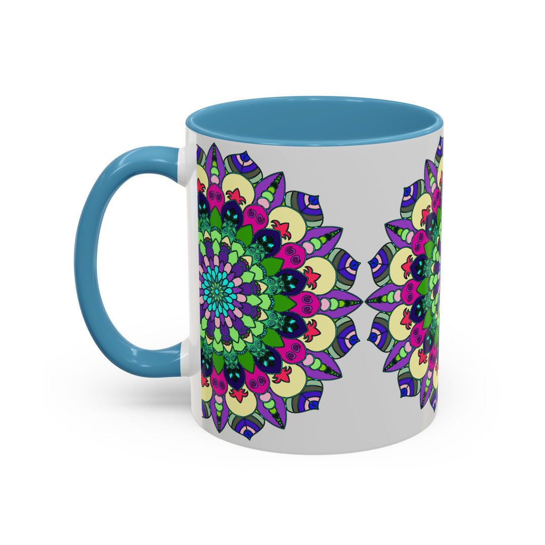 A vibrant and intricately designed Mandala Art Mug featuring a colorful and spiritual pattern, perfect for enjoying your favorite hot beverages