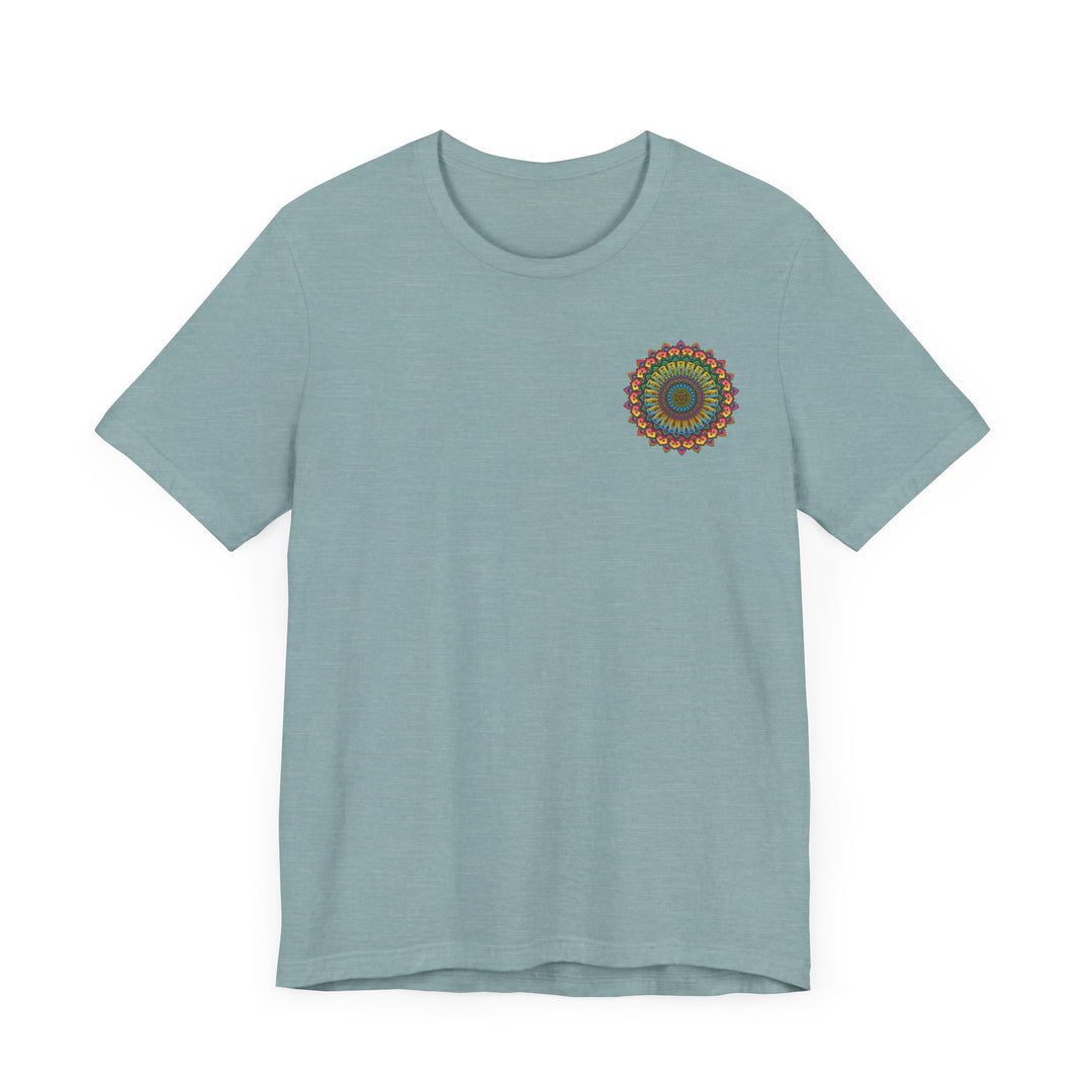 Colorful and intricate mandala tee representing spiritual peace and harmony