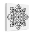 Handmade Mandala Art - Black & White Wall Art on Matte Canvas, Stretched, 125 - Beautiful and intricate handmade mandala design in black and white, perfect for adding sophistication and elegance to any room décor