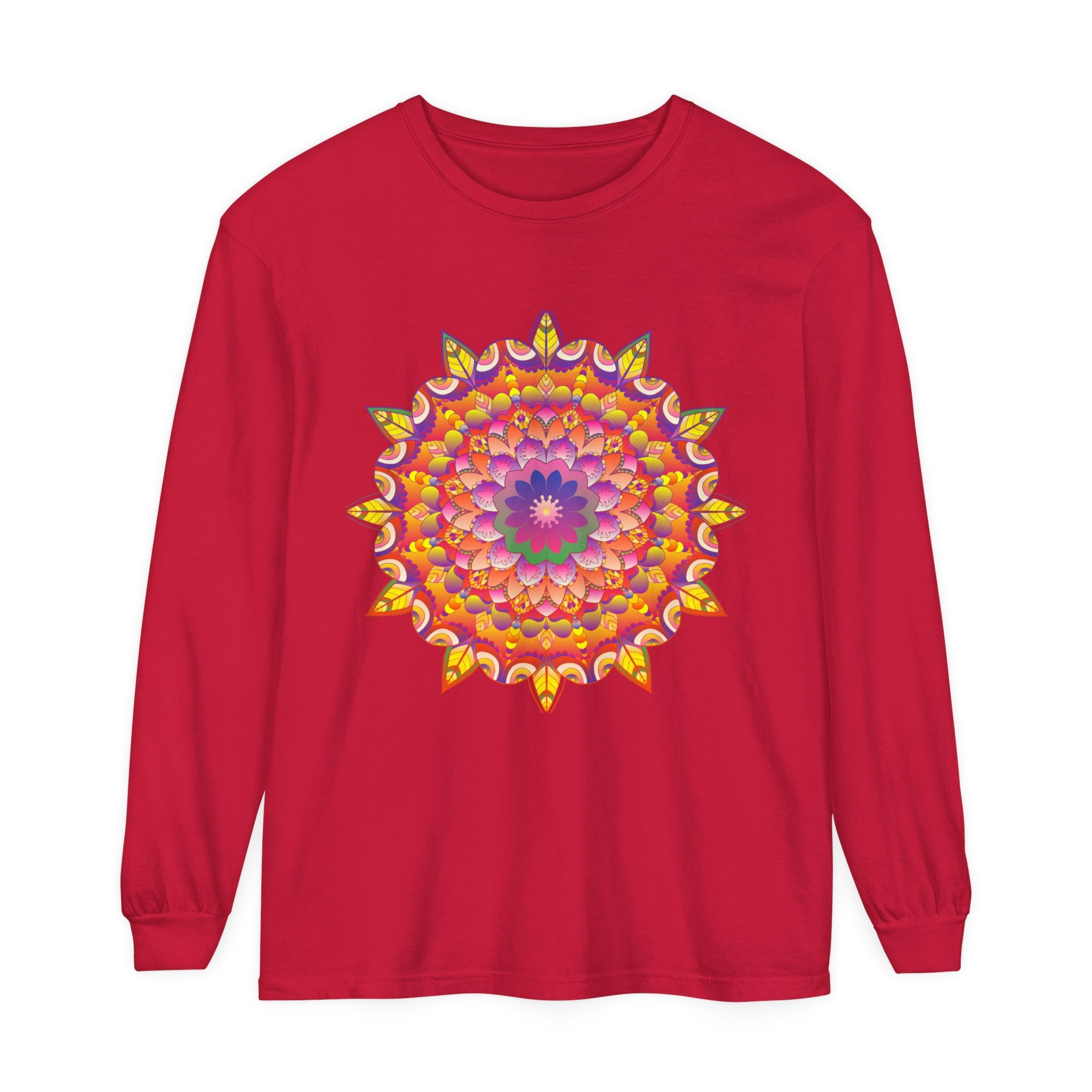 Colorful and intricate mandala design long sleeve t-shirt for all genders