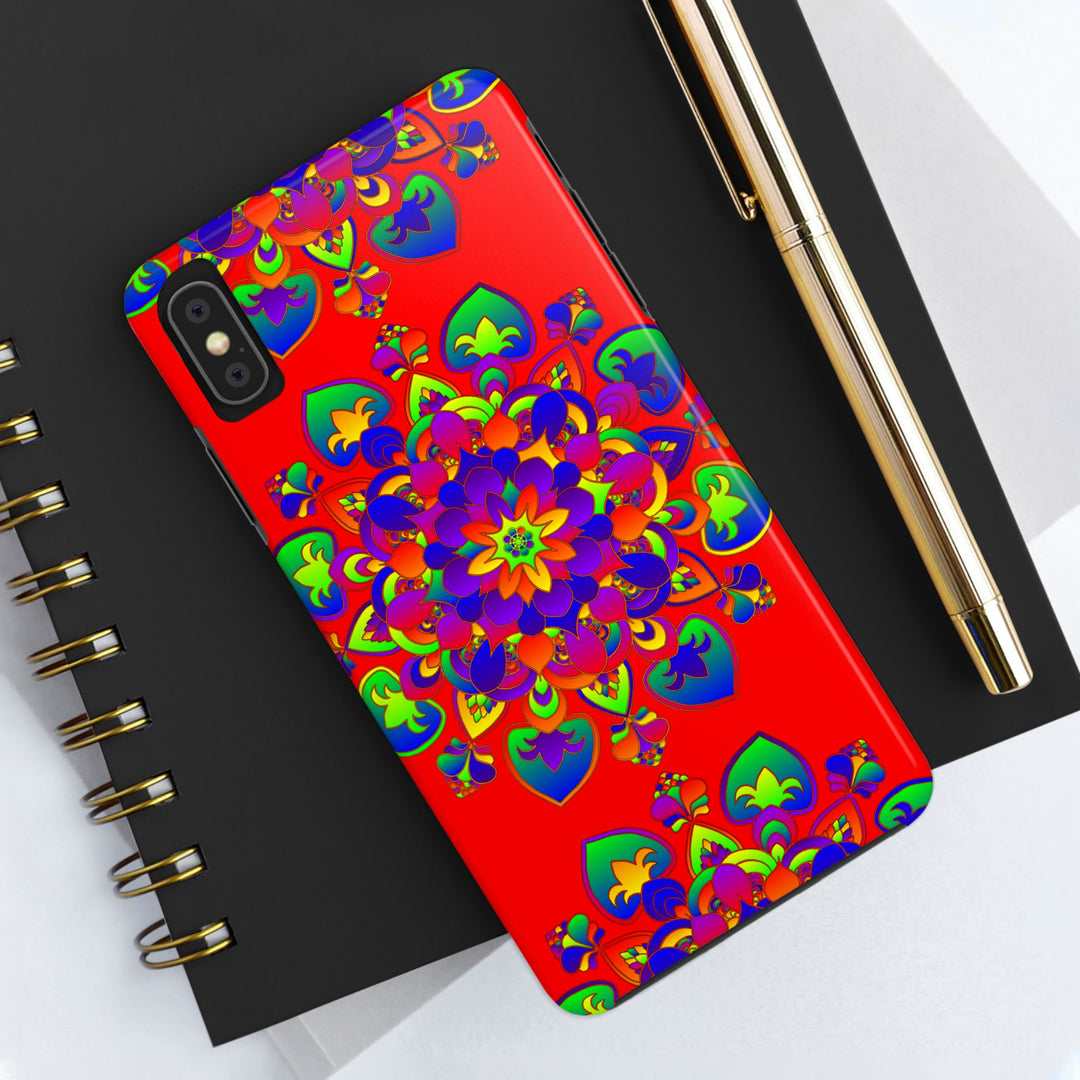 Hand Drawn Mandala Art Red - Phone Case showcasing intricate design and vibrant red colors for stylish phone protection