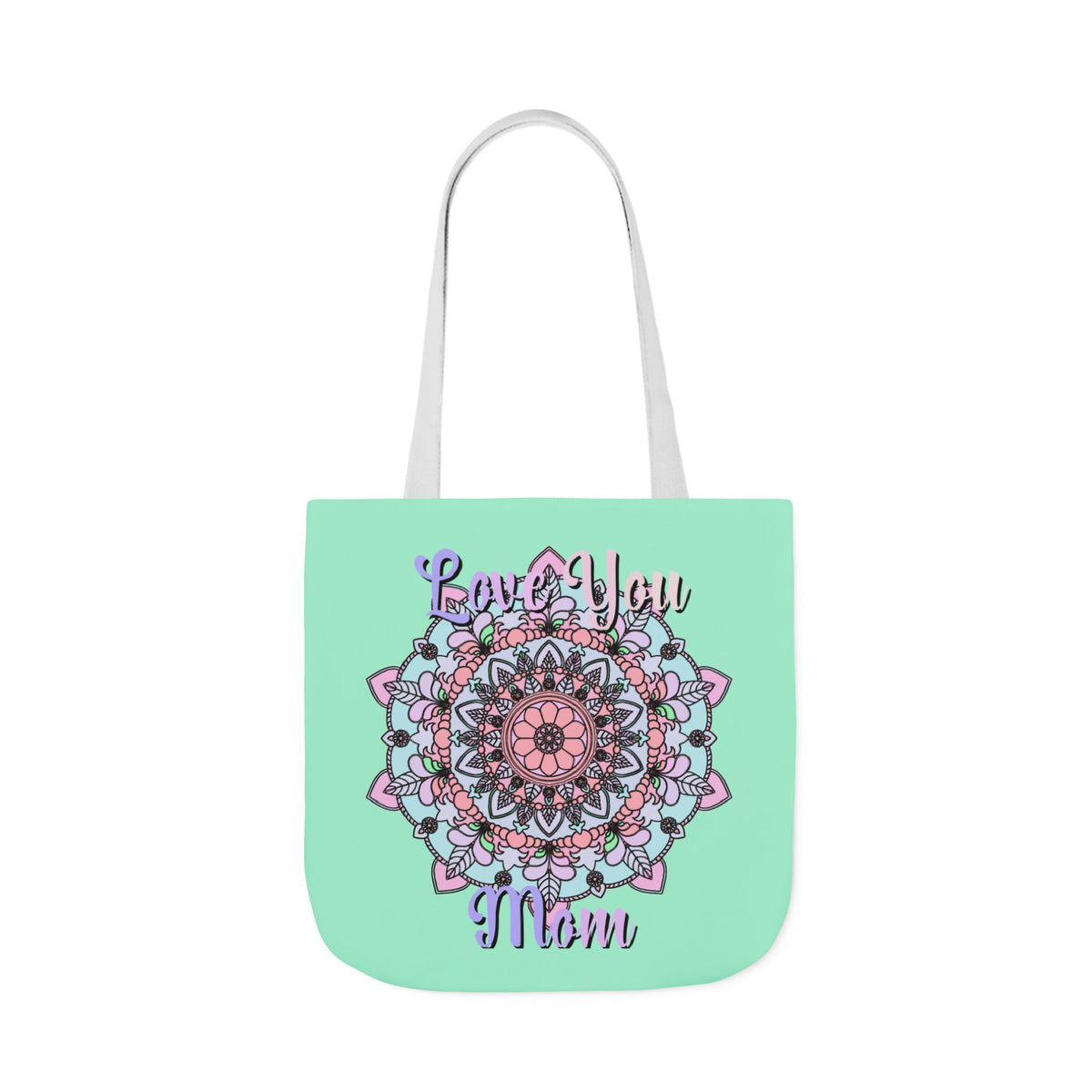 Mandala 'Love You Mom' Canvas Tote — Floral Mother's Day Gift Bag