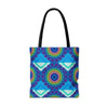 Vibrant and intricate mandala design tote bag in a variety of colors