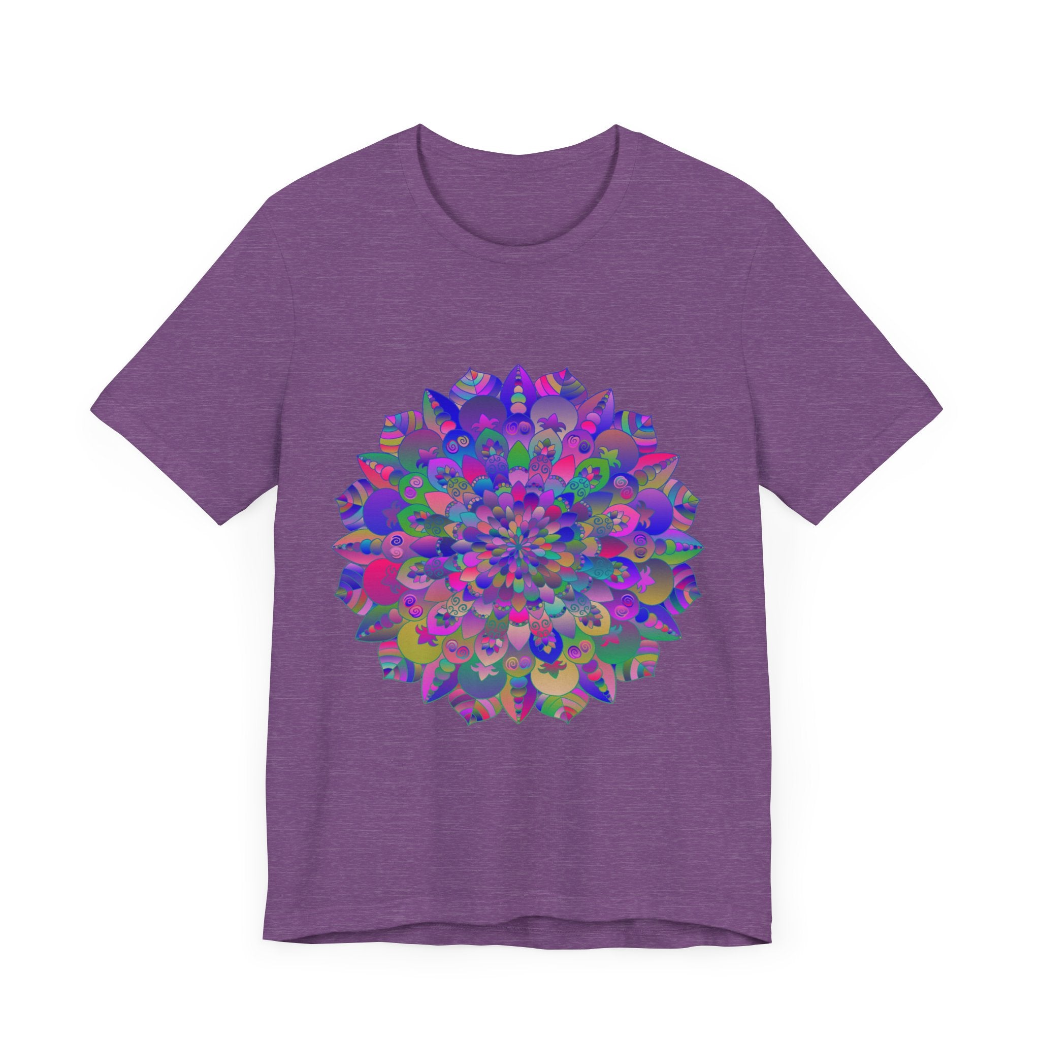 A colorful and intricate mandala design adorns this vibrant t-shirt, perfect for expressing spiritual and artistic energy