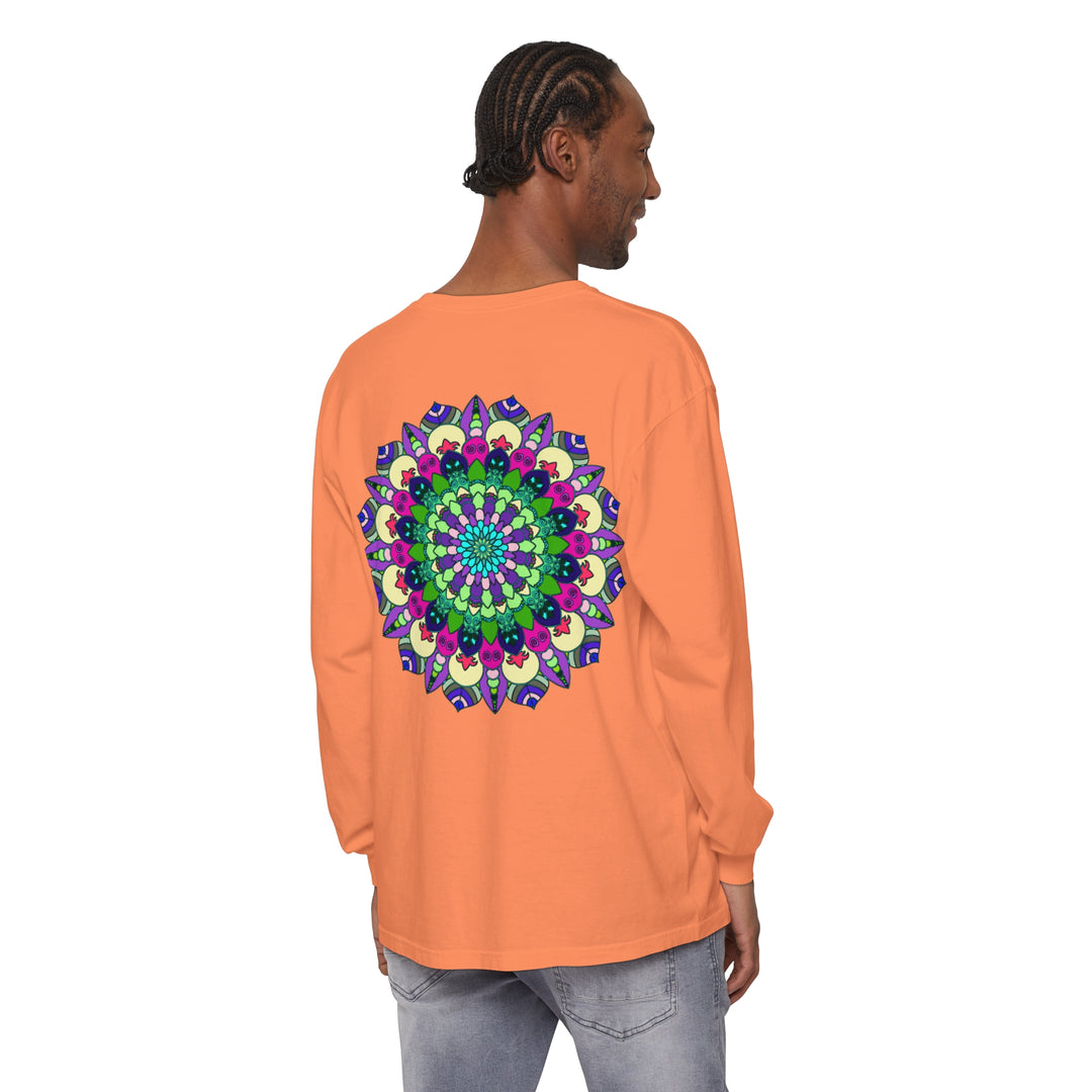 Colorful and intricate mandala design long sleeve t-shirt for men and women