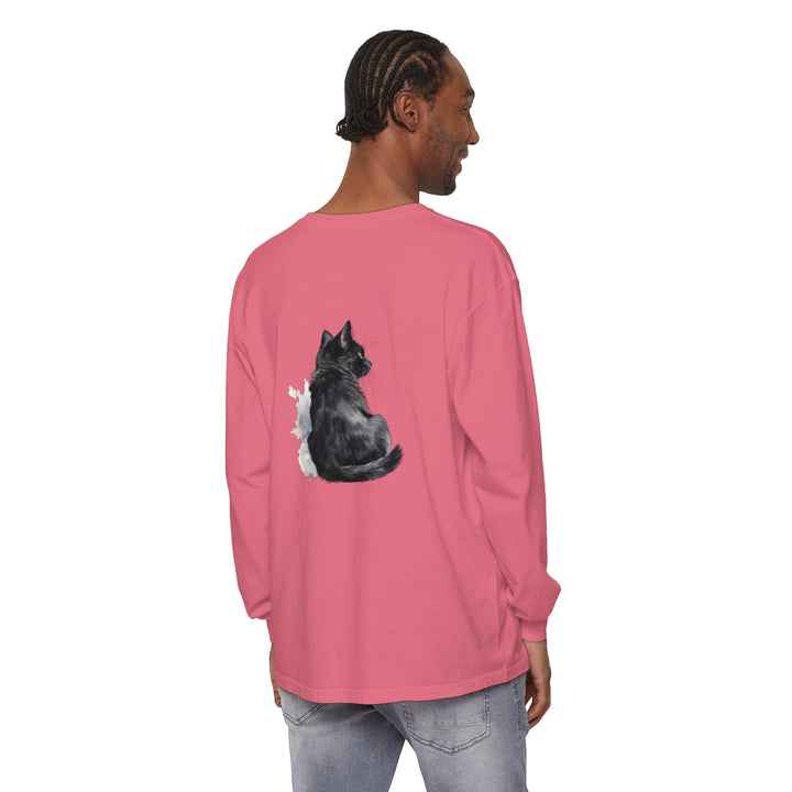 Black Cat Watercolor Unisex Long Sleeve T-Shirt with unique artistic design