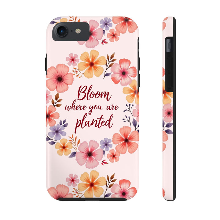 Light pink phone case with a beautiful flower garland bloom design