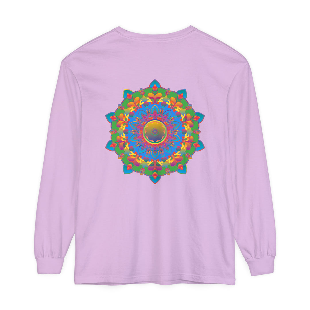 Eye-catching long sleeve t-shirt with a vibrant and detailed mandala design